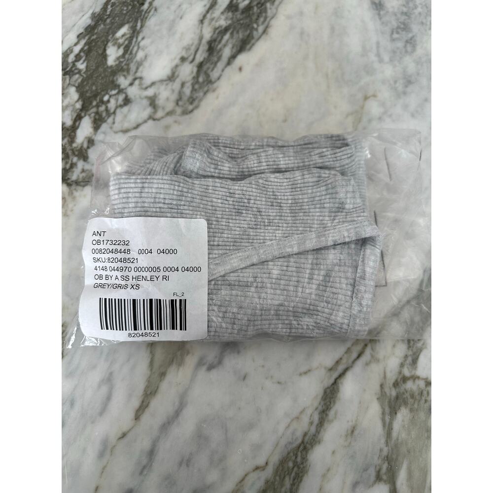 ANTHROPOLOGIE Ribbed Henley Tee V-Neck Bodysuit in Light Grey Heather Size XS - Picture 11 of 11